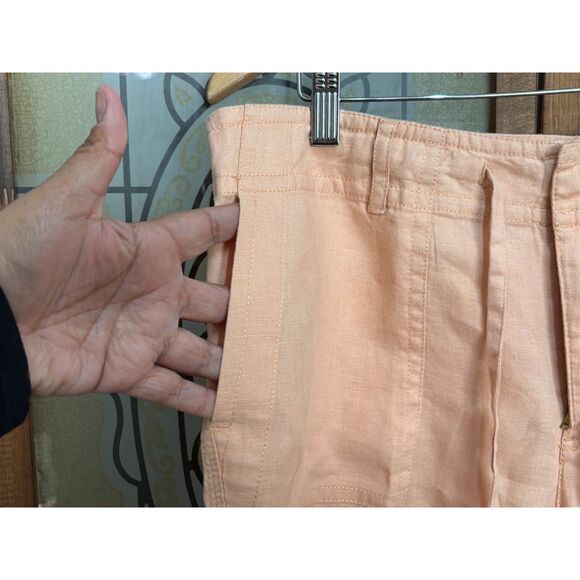 Liz Claiborne Liz Wear 100% Linen Drawstring Coral Shorts Size 14 - Picture 3 of 9